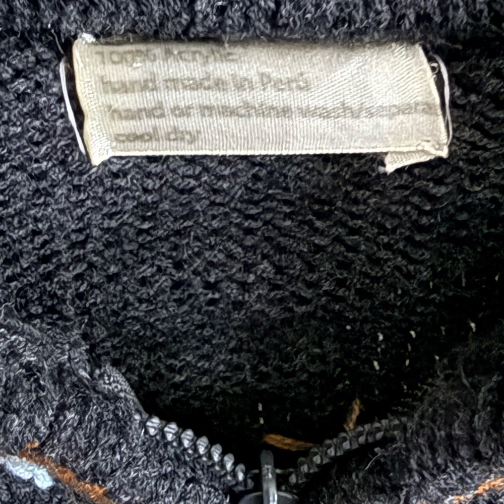 Handmade Peru Baby Zip Sweater 12-18M Embroidered Hooded Cardigan - Picture 3 of 5